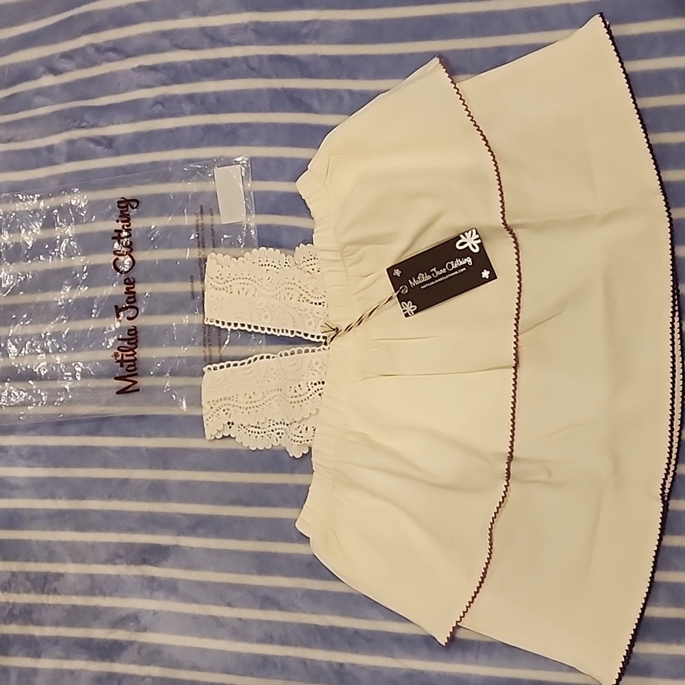 NWT Matilda Jane Enchanted Garden Cream Ruffle Coconut Tier Knit Lace Tank 8